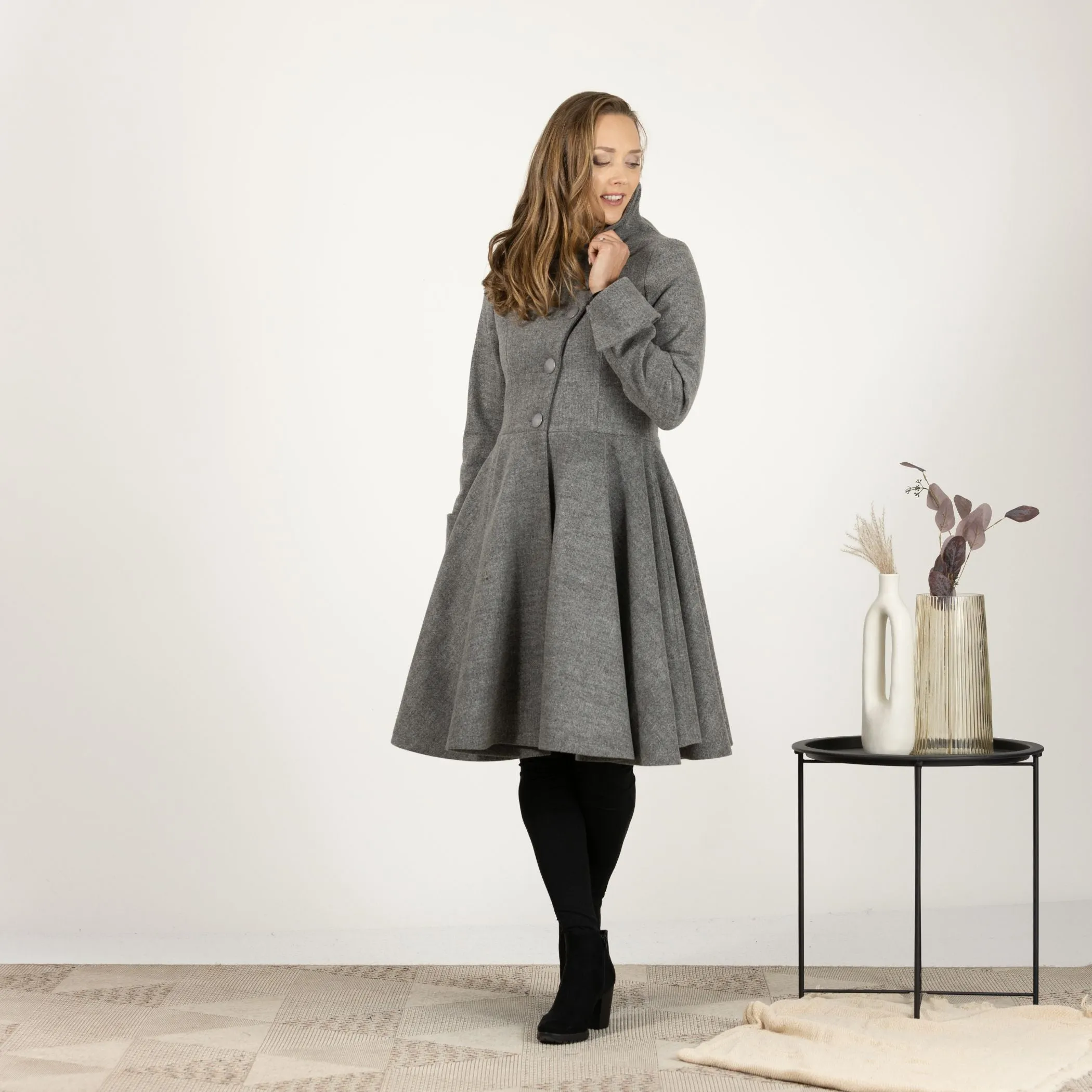 A-line Buttoned Winter Coat