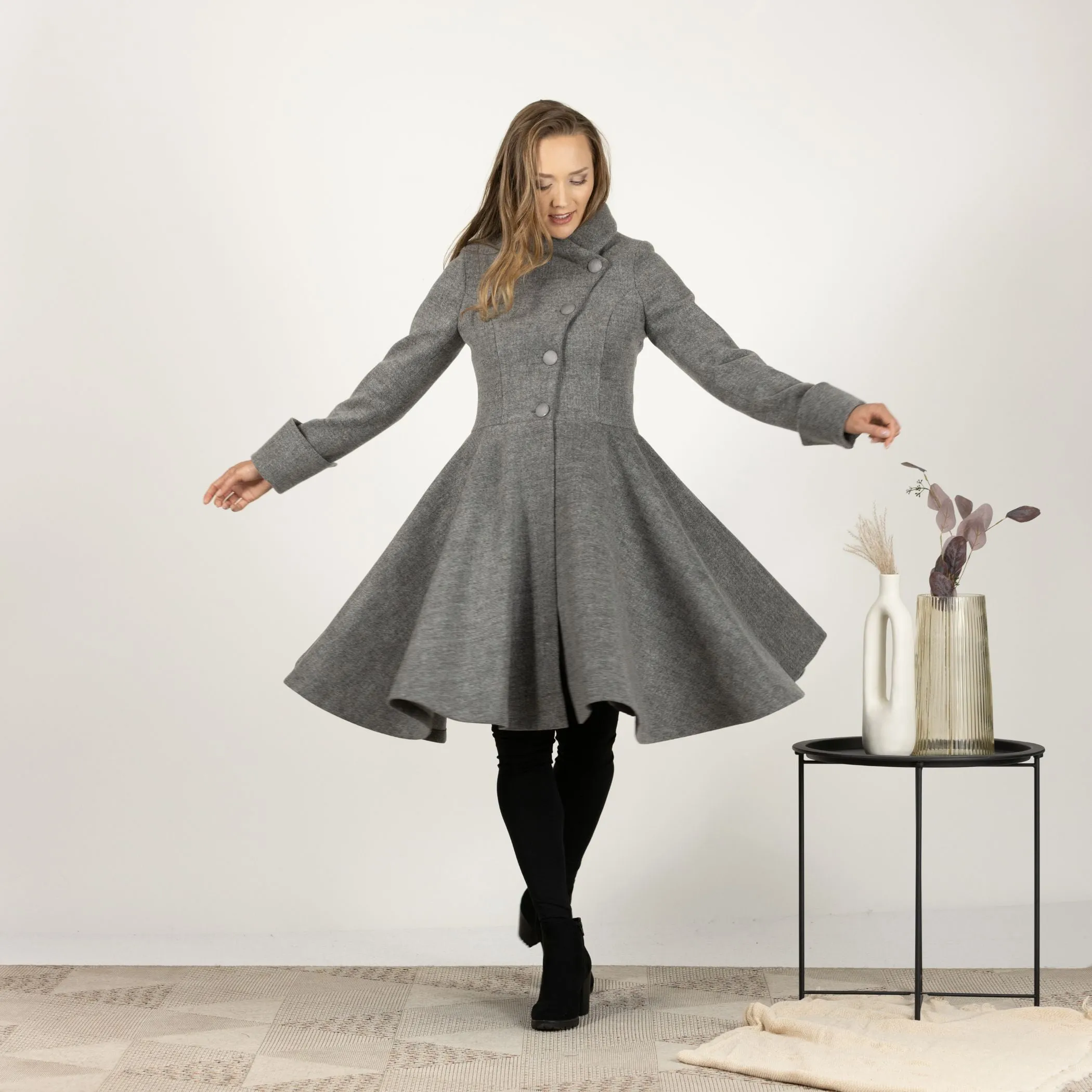 A-line Buttoned Winter Coat