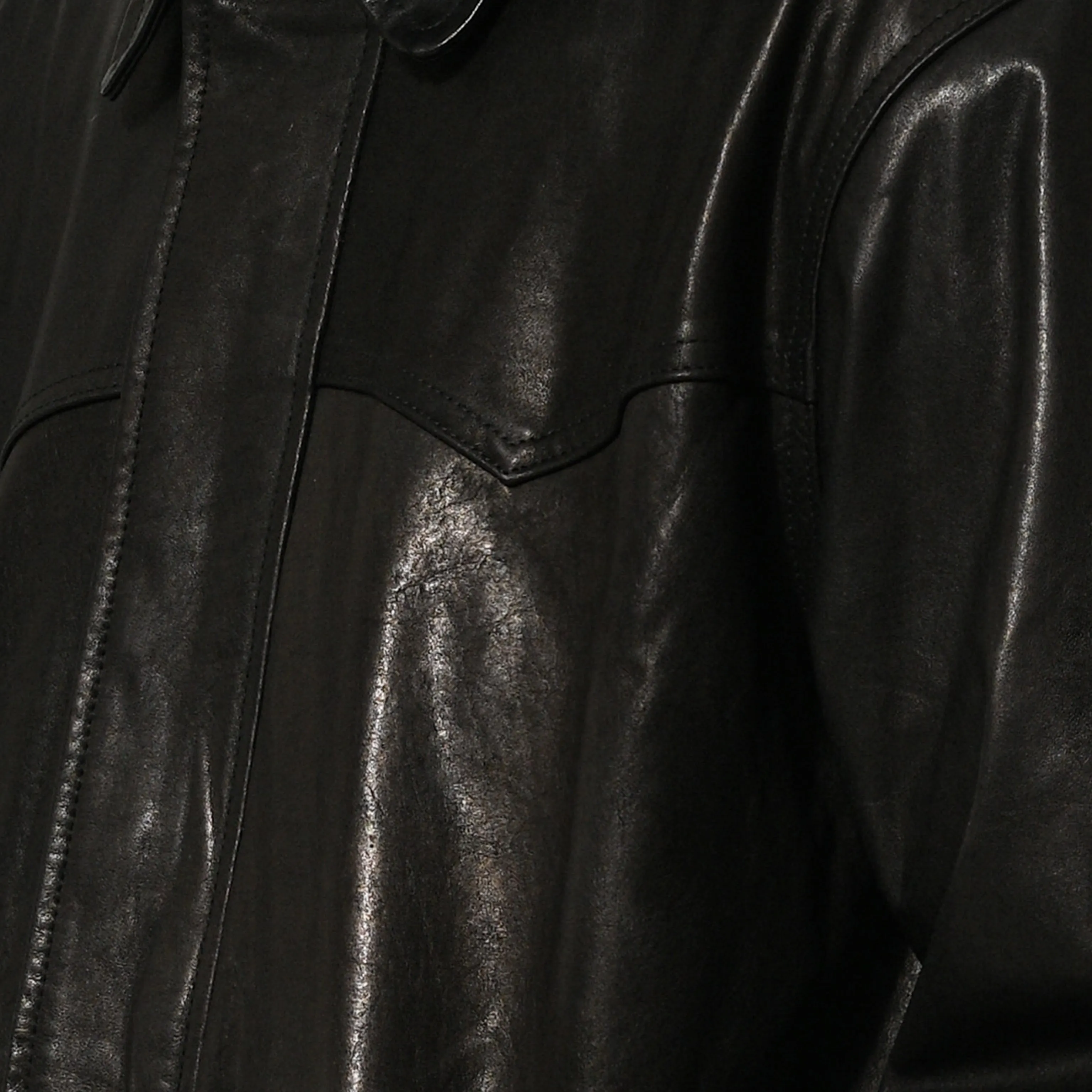 AGED LEATHER RANCH COAT - BLACK