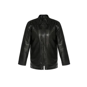 AGED LEATHER RANCH COAT - BLACK