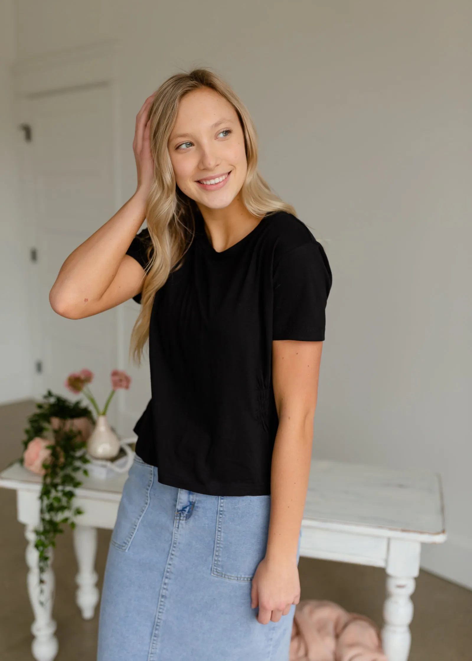 Black Knit Cinched Top - FINAL SALE