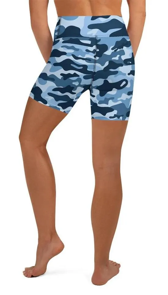 Blue Camo Yoga Shorts