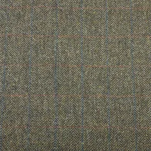 Brown Herringbone 100% Wool Fabric