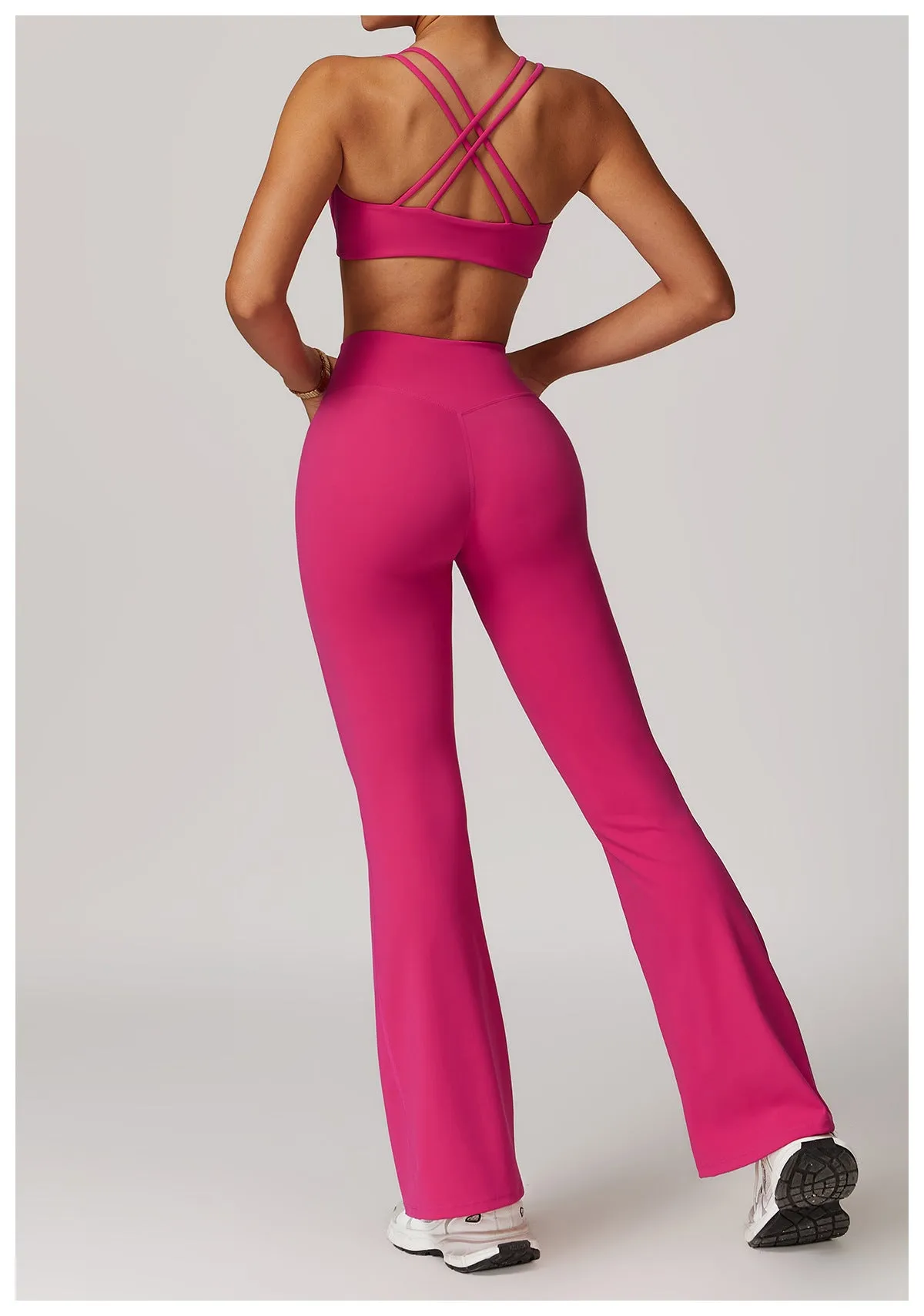 Brushed Crossback High-Waisted Yoga Flare Pants