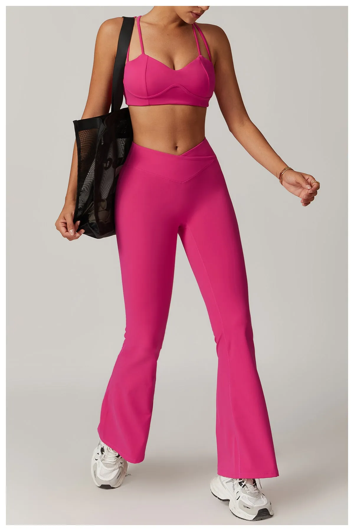 Brushed Crossback High-Waisted Yoga Flare Pants