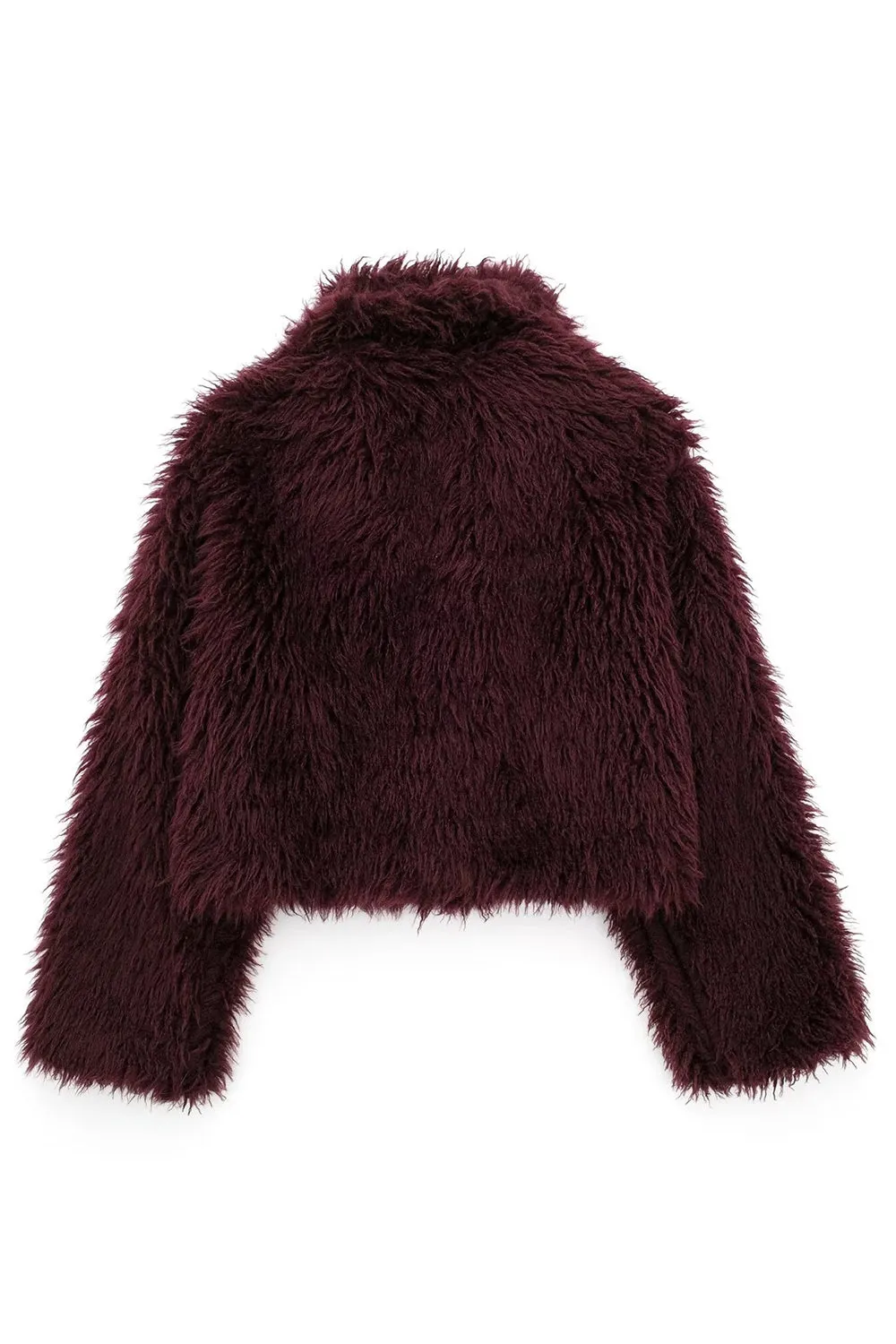 Burgundy Lapel Short Women's Fur Coat