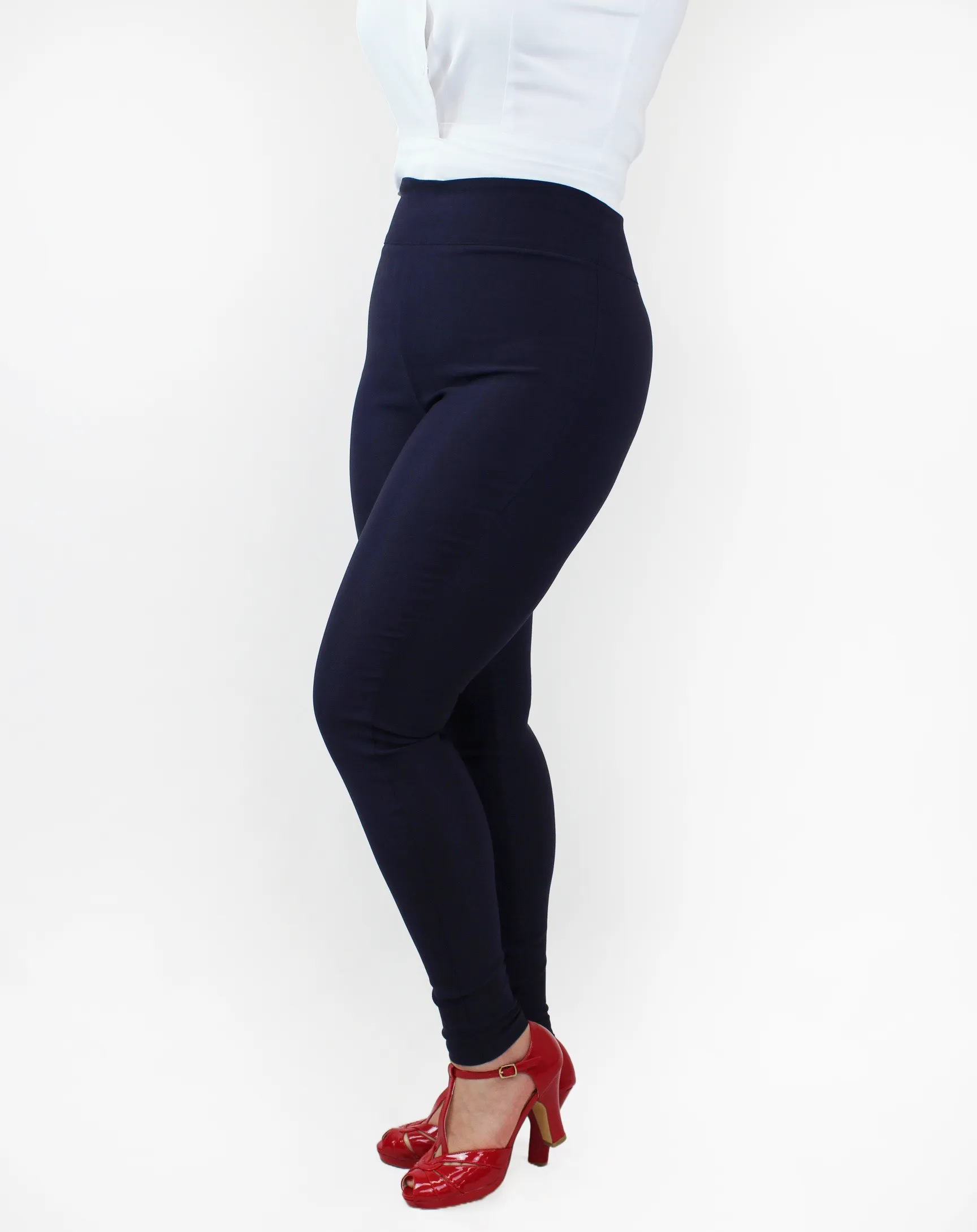 Classic Navy High Waist Cigarette Pants