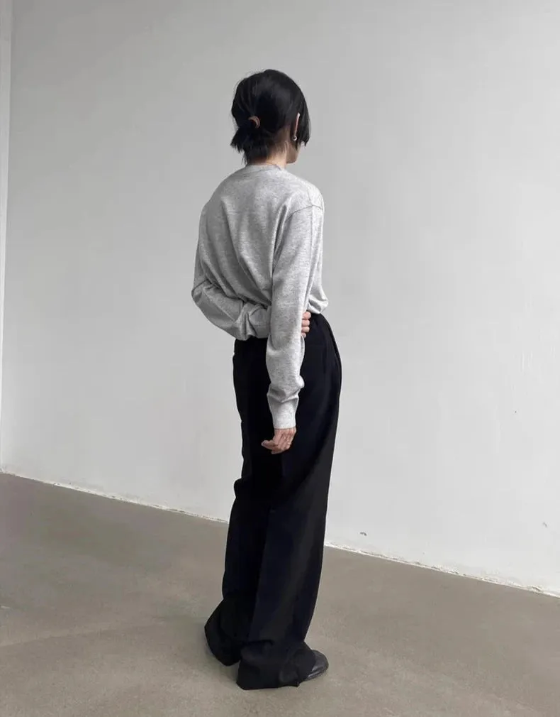 Classic Solid Pleated Straight Pants