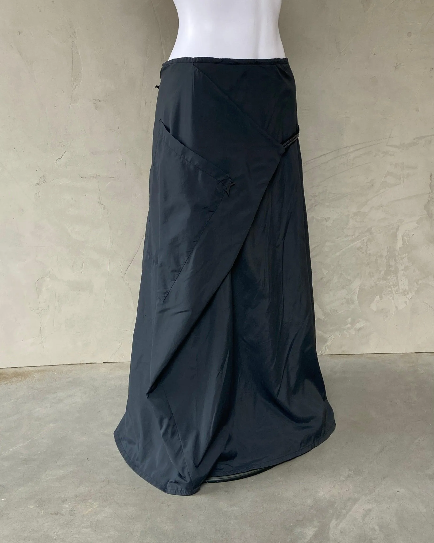 COP COPINE NYLON WRAP LAYERED MAXI SKIRT - S/M