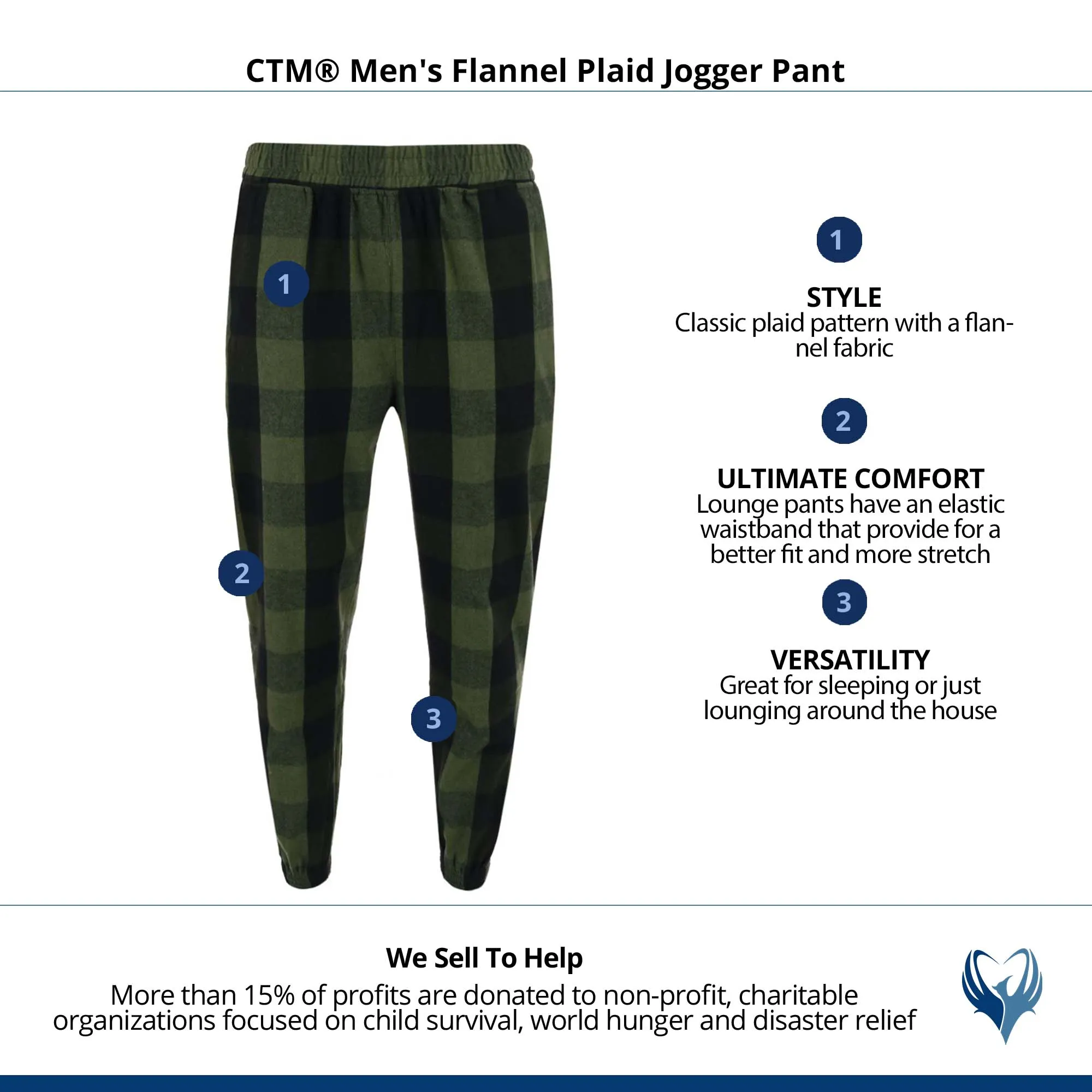 CTM® Men's Flannel Plaid Jogger Pant