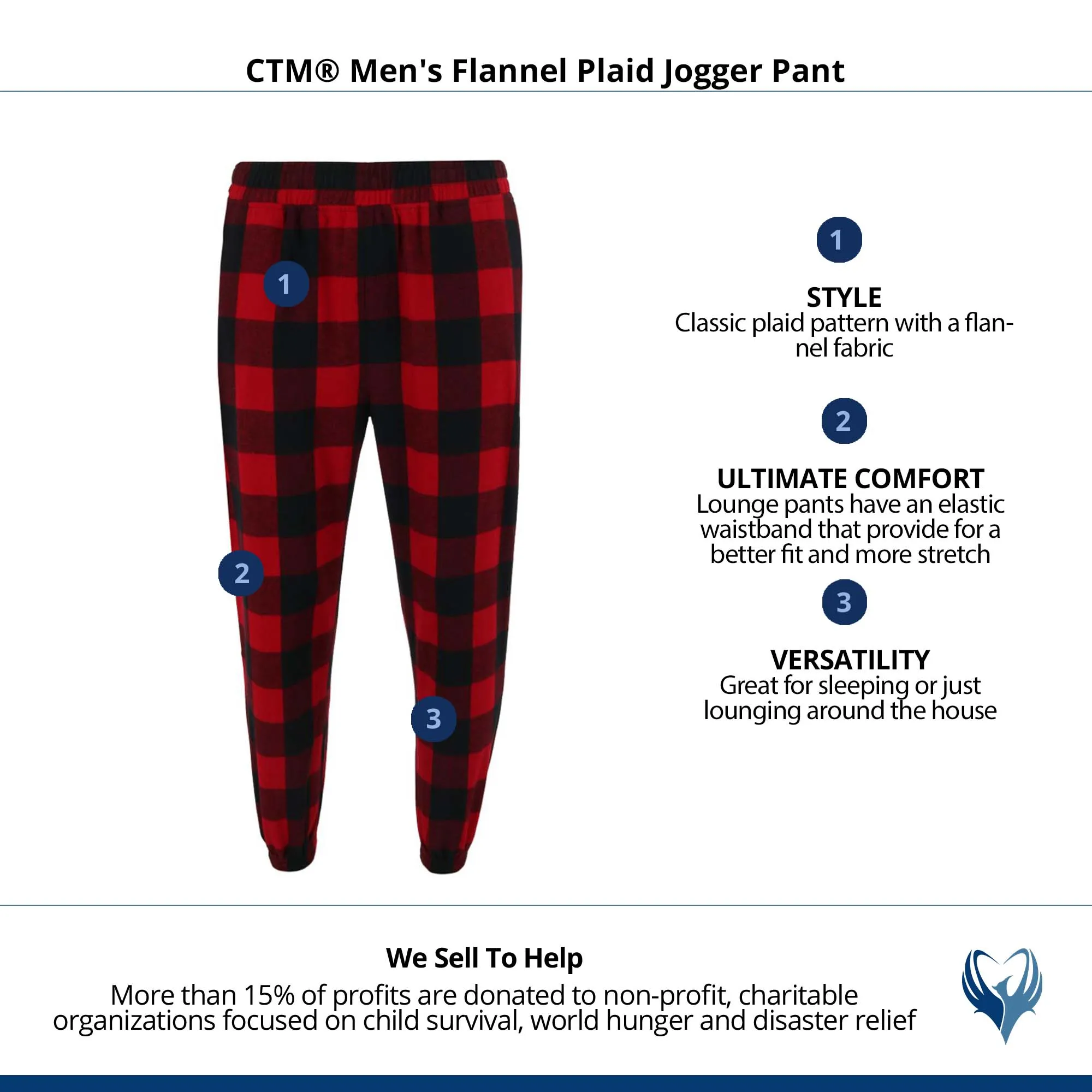 CTM® Men's Flannel Plaid Jogger Pant