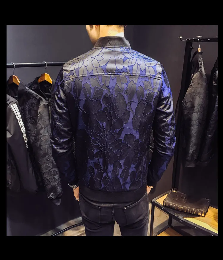 Dark Unique Patterns Men Slim Fit Bomber Jacket