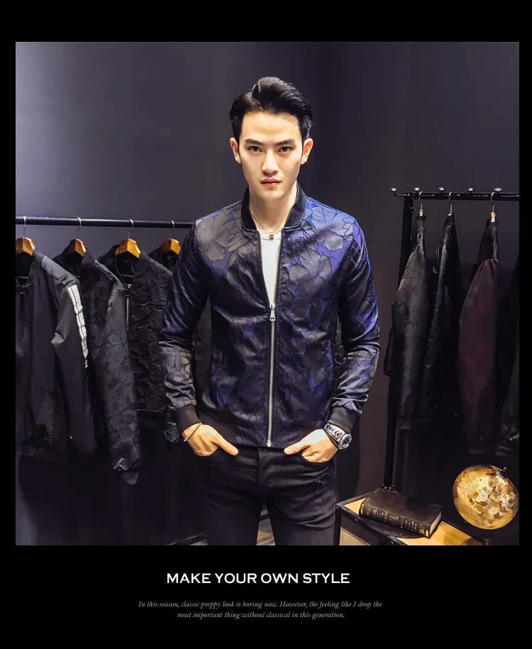 Dark Unique Patterns Men Slim Fit Bomber Jacket