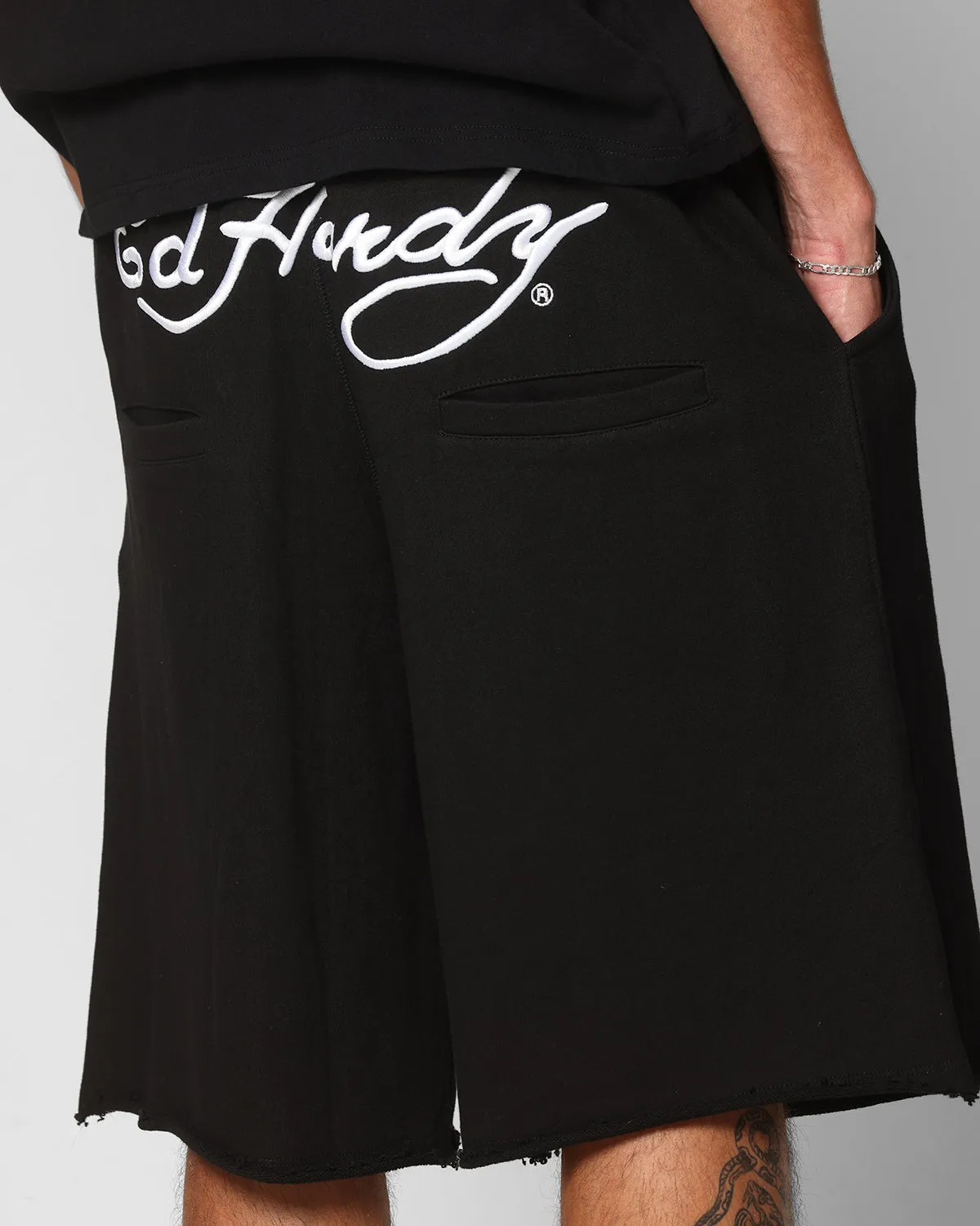 Ed Hardy Baggy Fleece Shorts Black