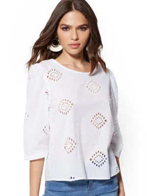 Eyelet Button-Back Shirt