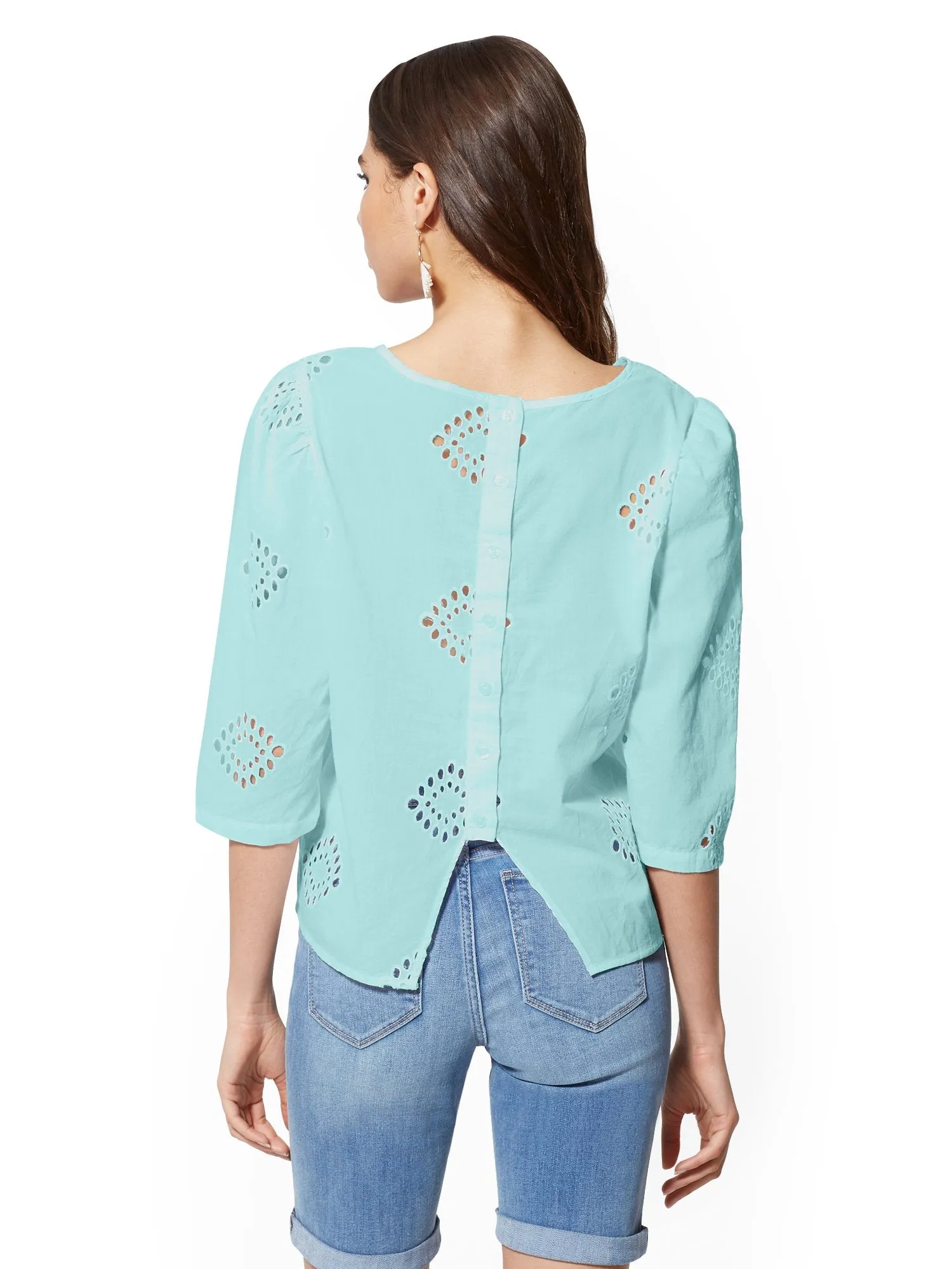 Eyelet Button-Back Shirt