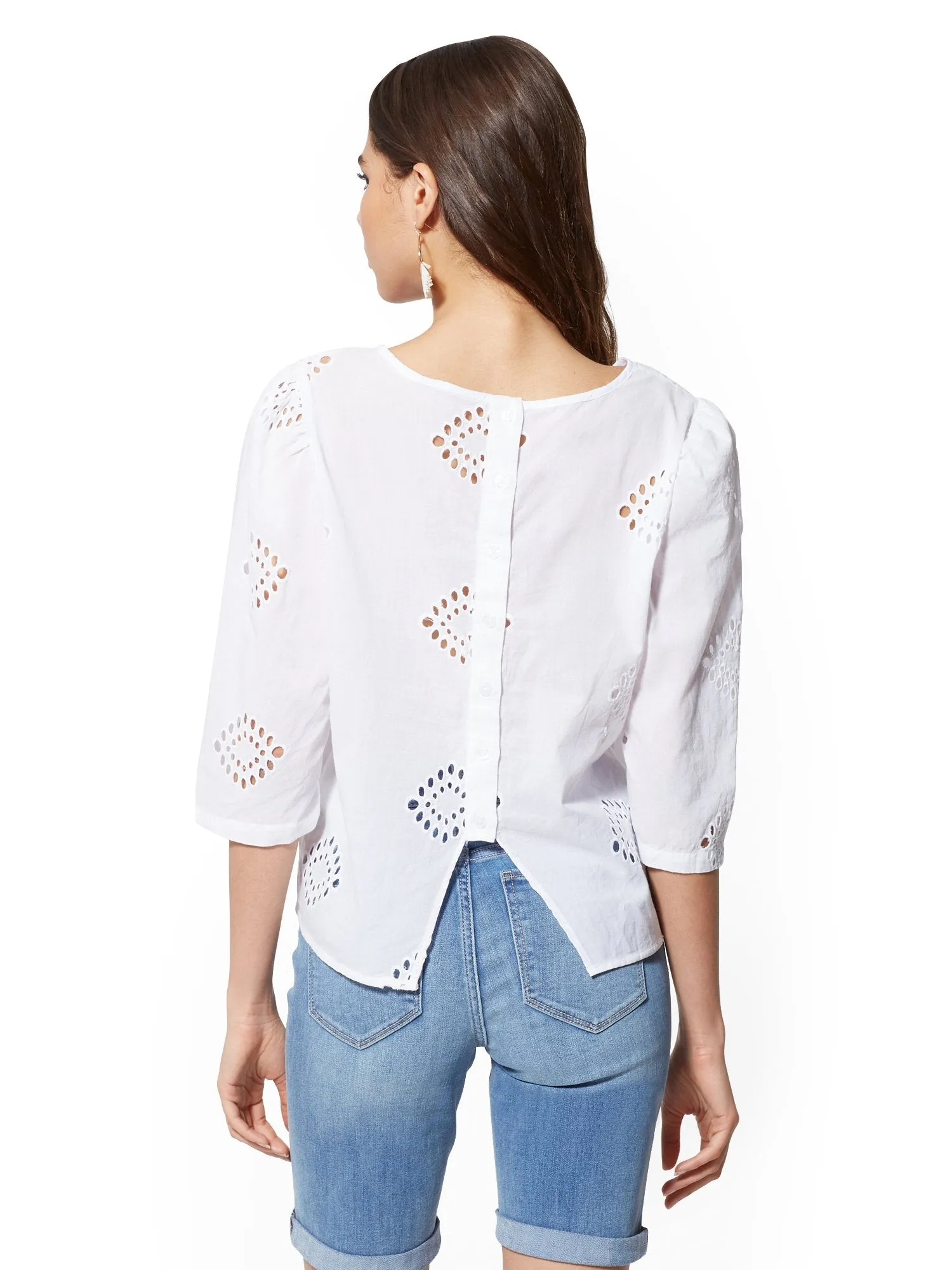 Eyelet Button-Back Shirt