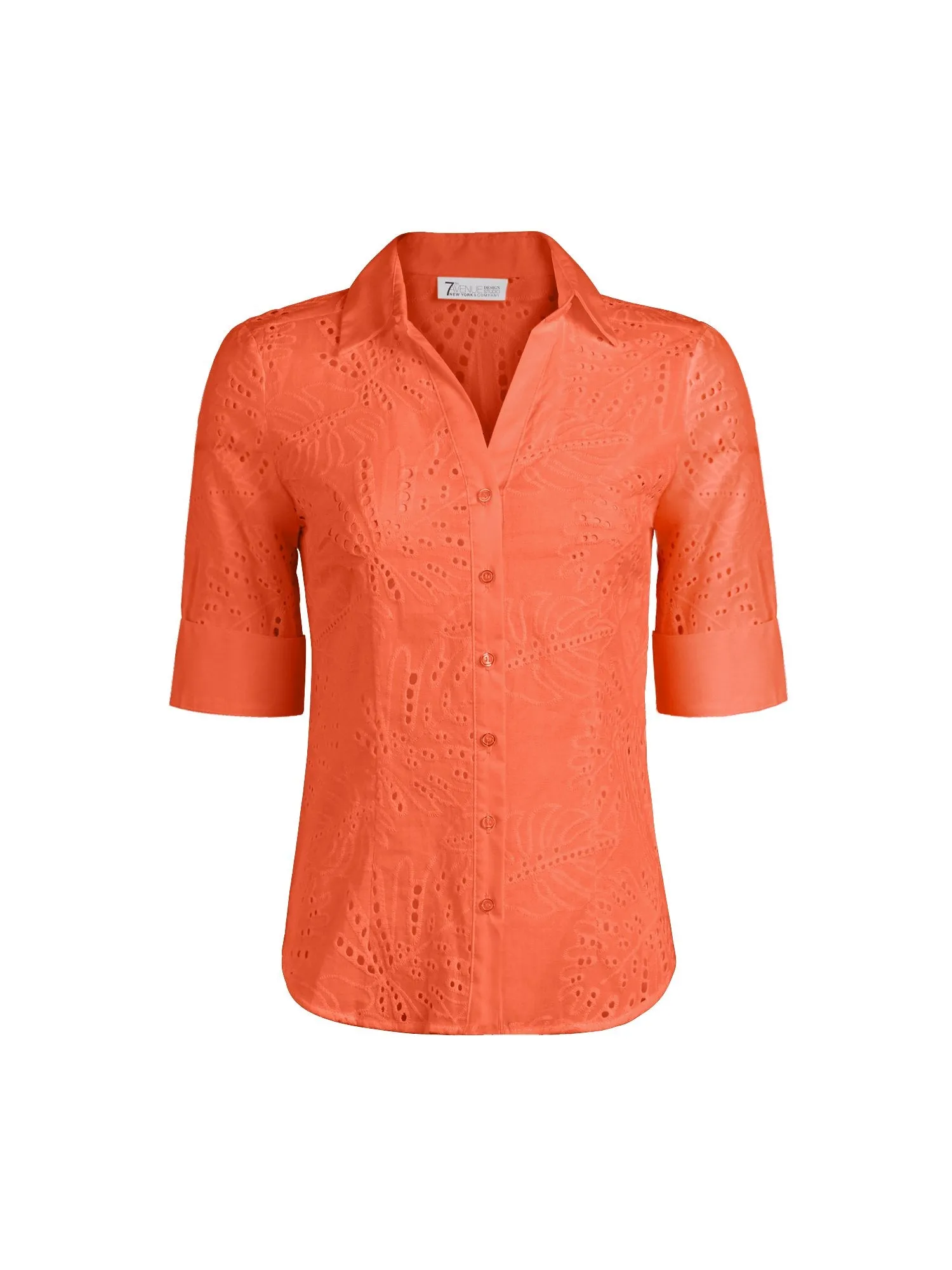 Eyelet Madison Stretch Shirt - Secret Snap - 7th Avenue