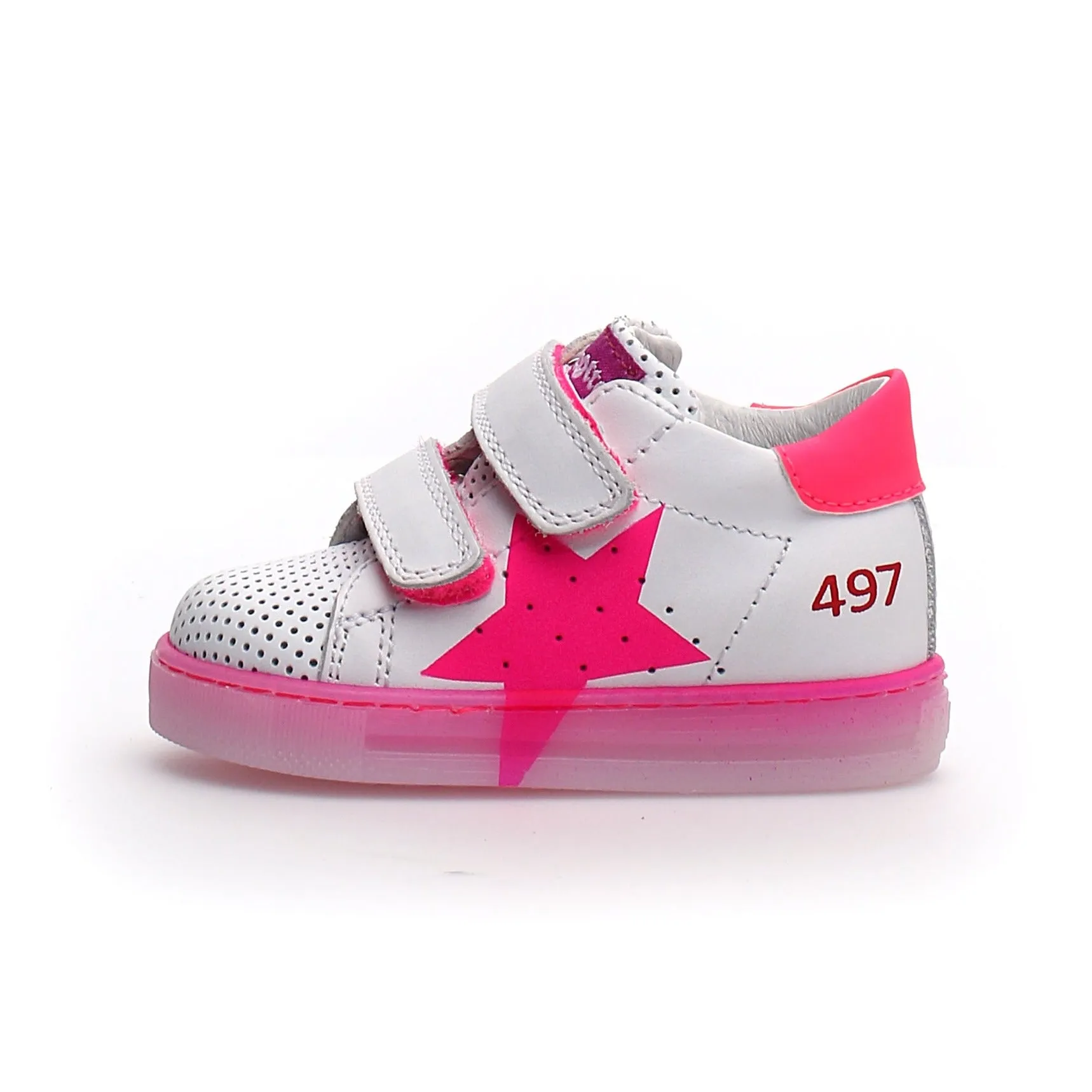 Falcotto Girl's Salazar Vl Calf Sneaker Shoes - White/Fuchsia Fluo