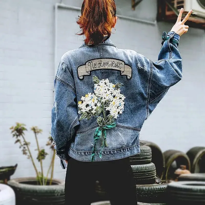 FLORAL DENIM JACKET FOR WINTER