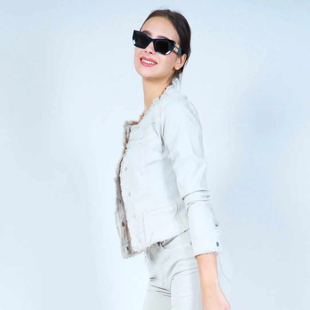 Frayed edge cropped jacket wholesale