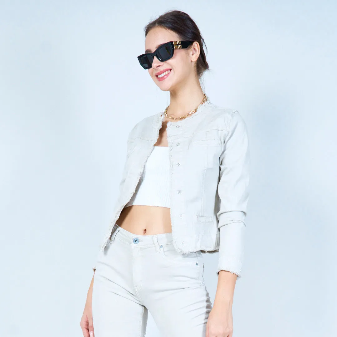 Frayed edge cropped jacket wholesale