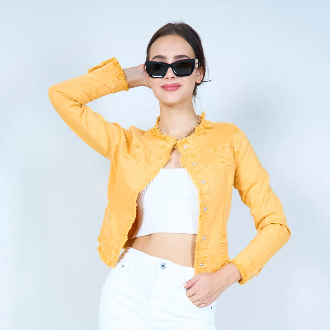 Frayed edge cropped jacket wholesale