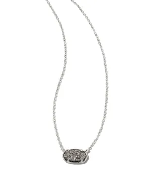 Grayson Short Pendant Necklace in Rhodium Platinum Drusy