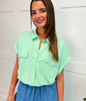 Green Jersey Collared Shirt