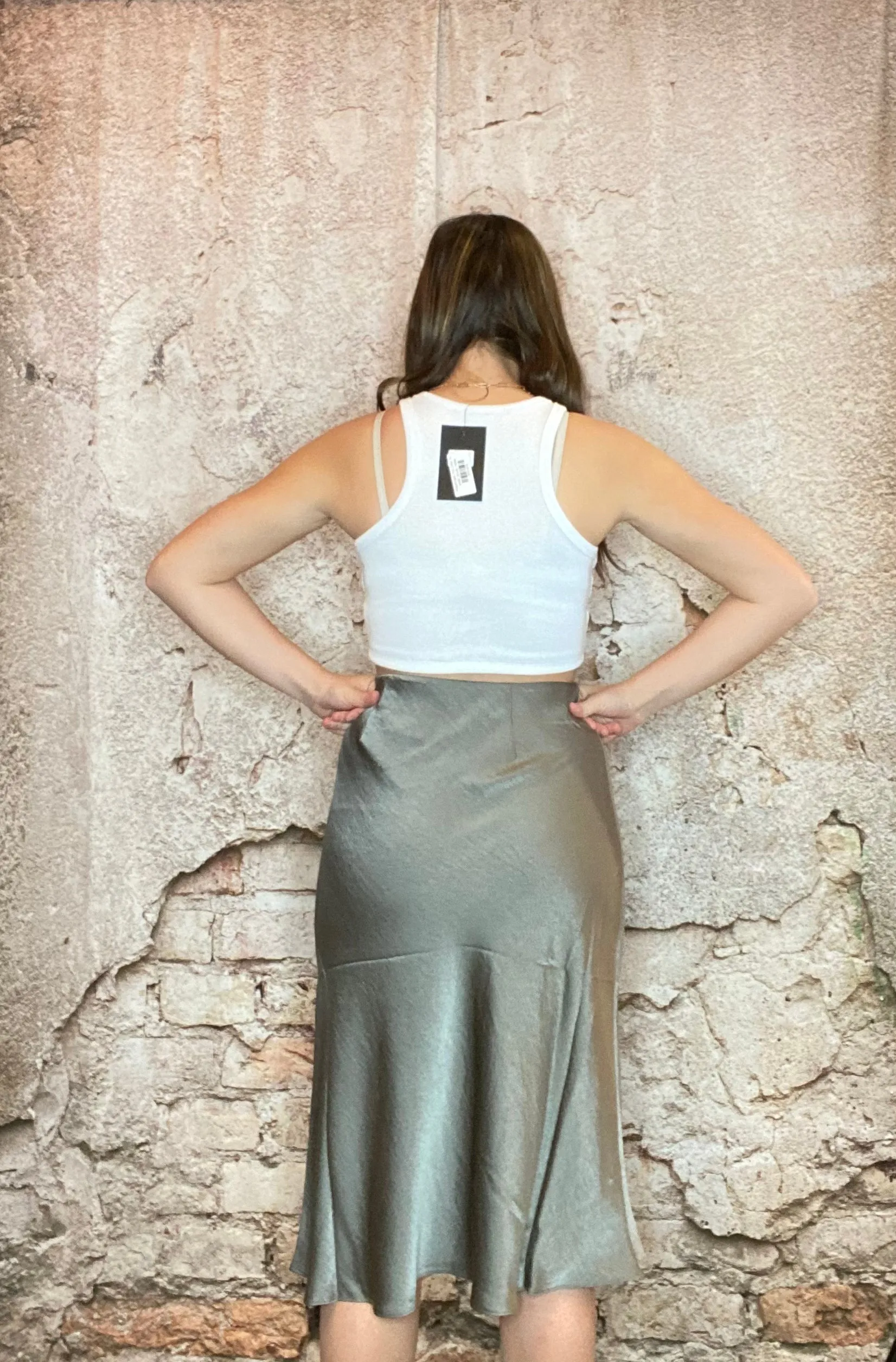 Grey Satin Skirt