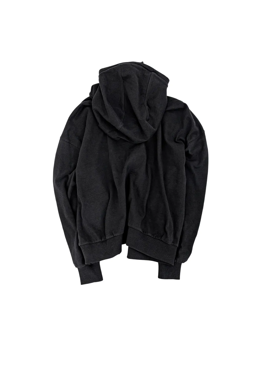 High neck overfit hood zip-up charcoal