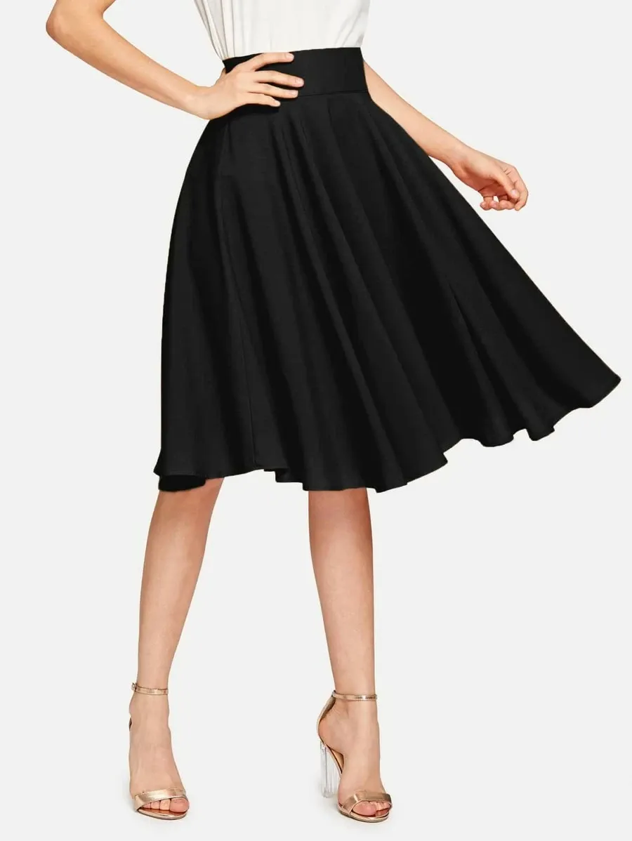 High Rise Wide Waistband Circle Skirt