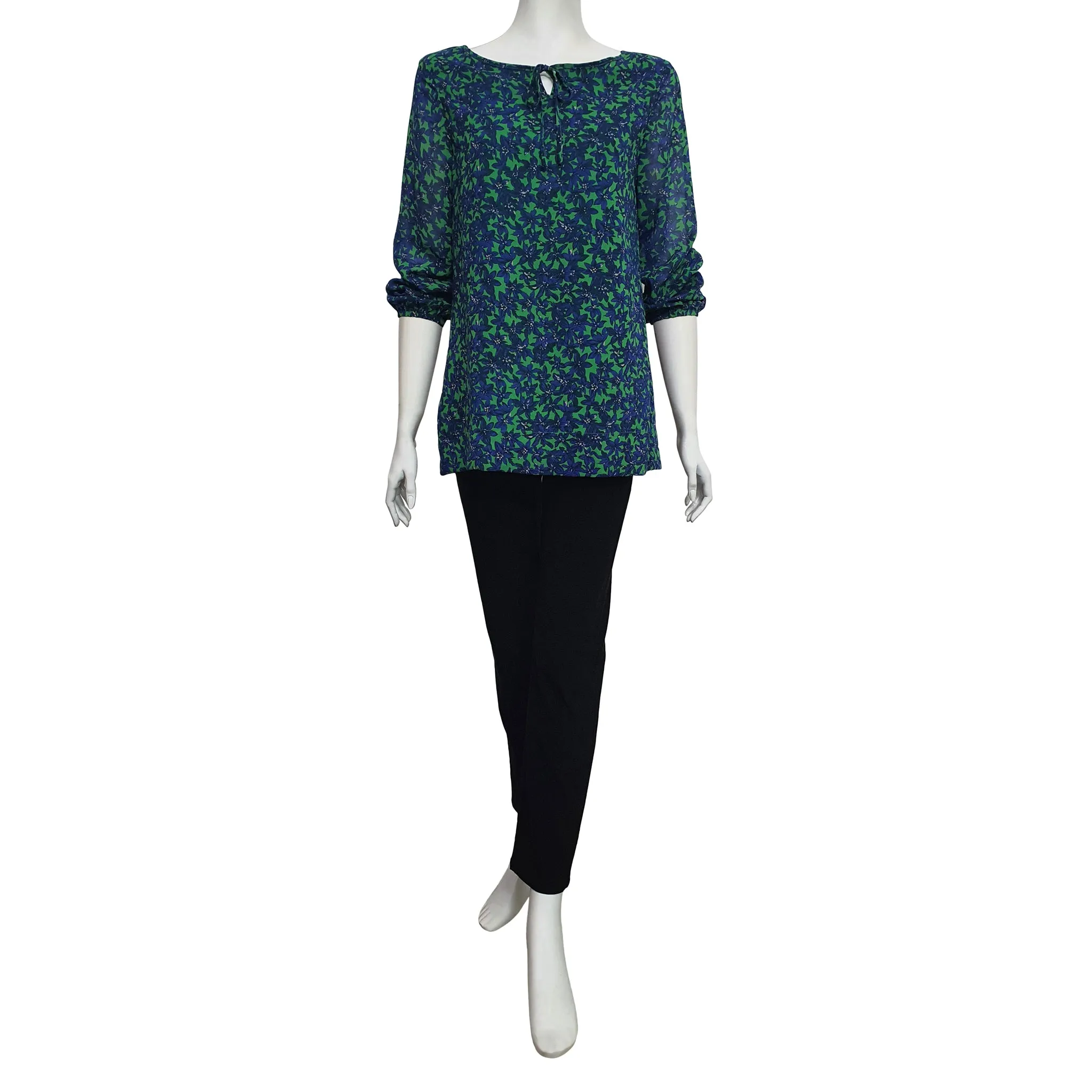 Joan Allen Tie-front Chiffon Blouse in Green