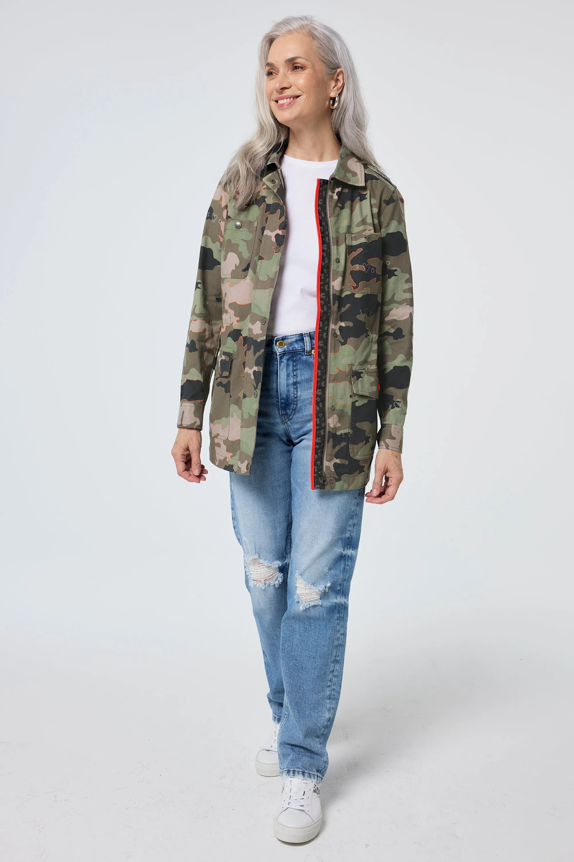 Khaki Camo Print Utility Jacket