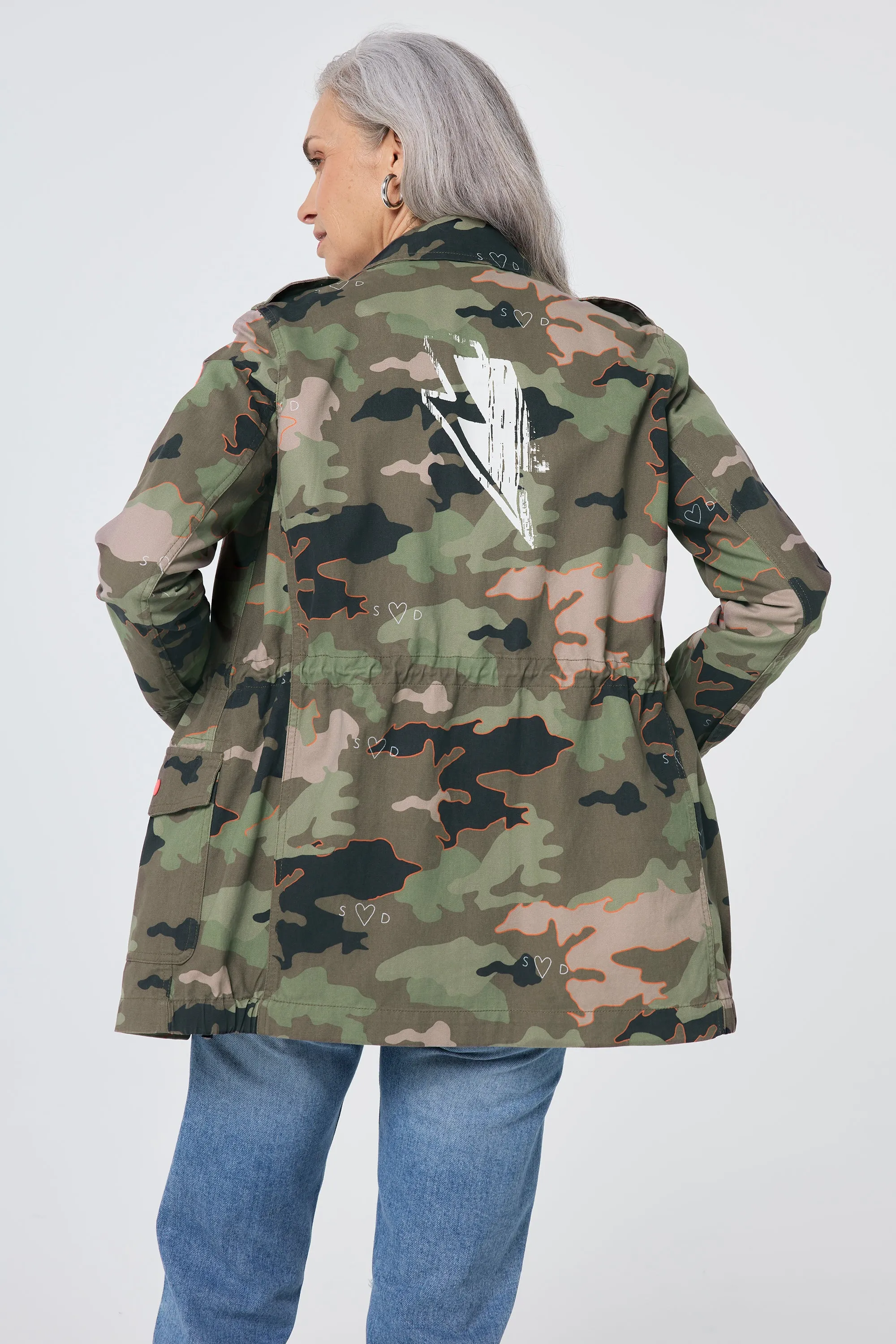 Khaki Camo Print Utility Jacket