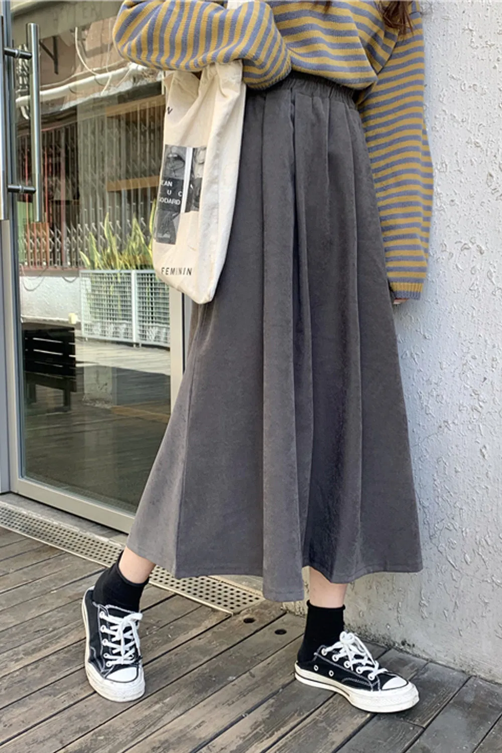 KittenAlarm - High Waist Vintage Loose Casual Skirts