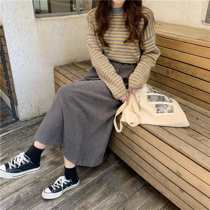 KittenAlarm - High Waist Vintage Loose Casual Skirts