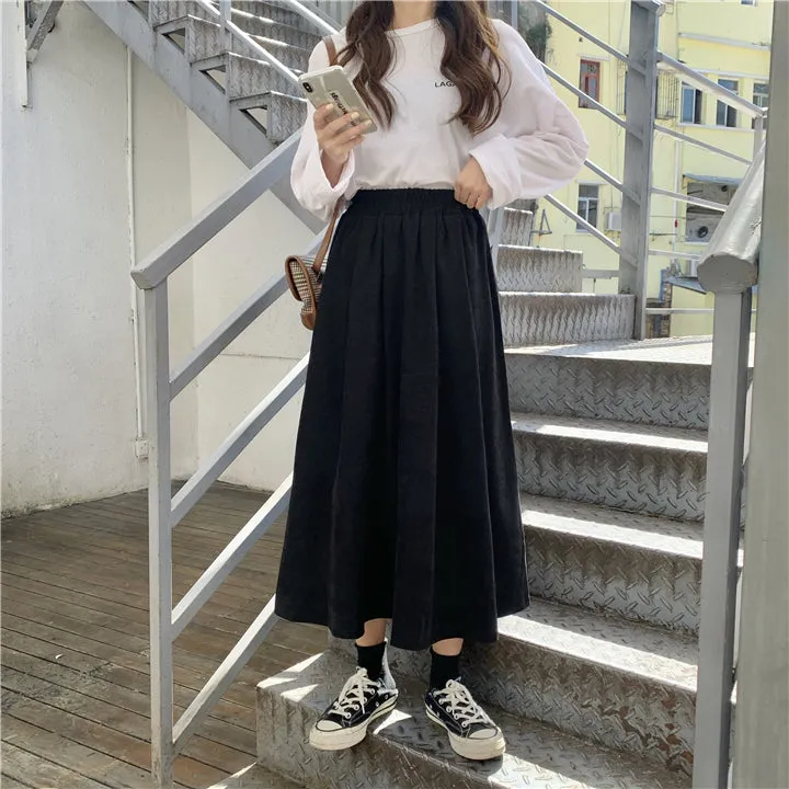 KittenAlarm - High Waist Vintage Loose Casual Skirts