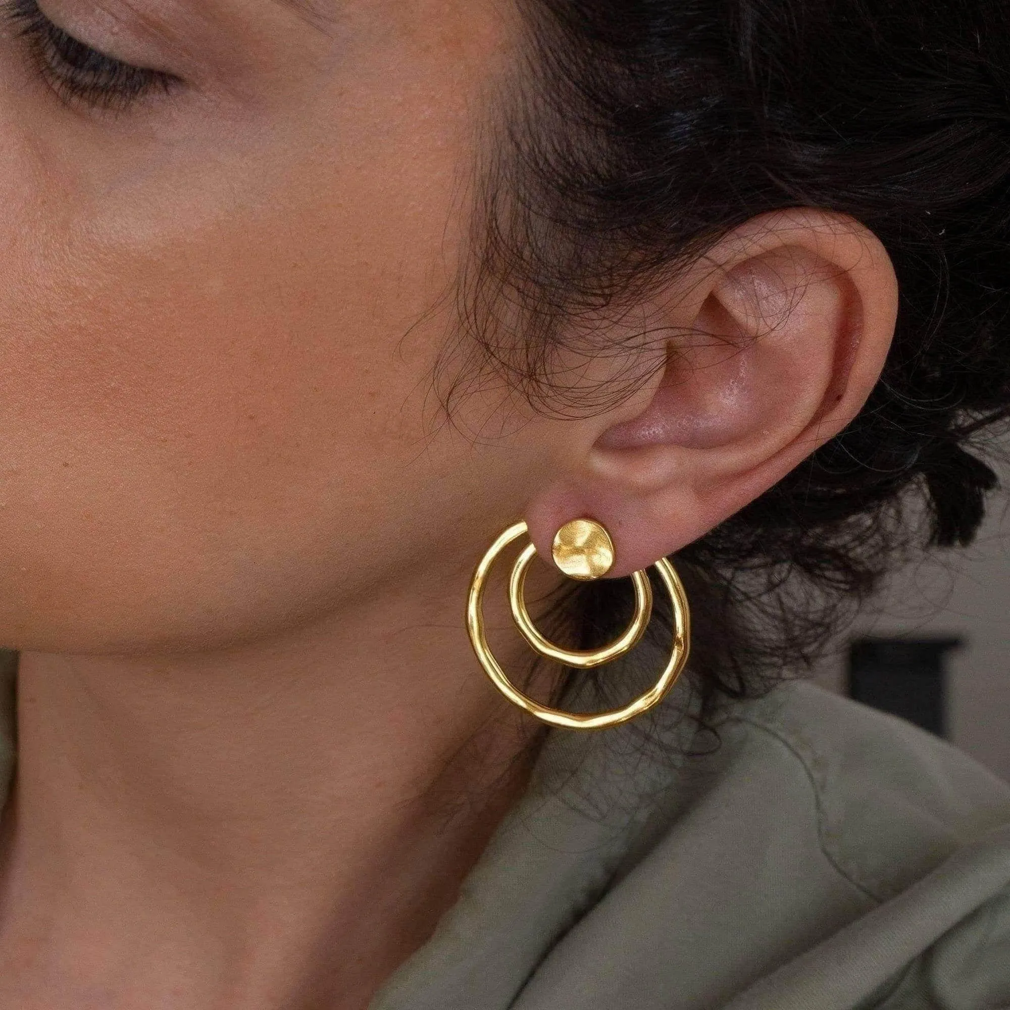 Large Gold Geometric Ear Jackets