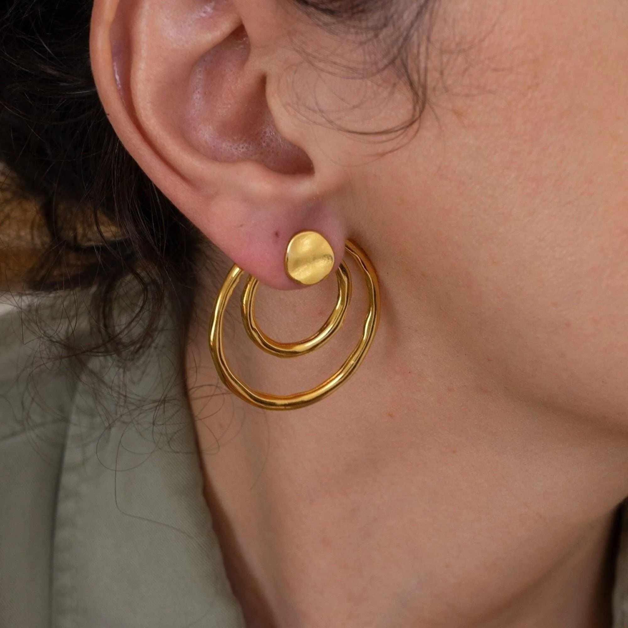 Large Gold Geometric Ear Jackets