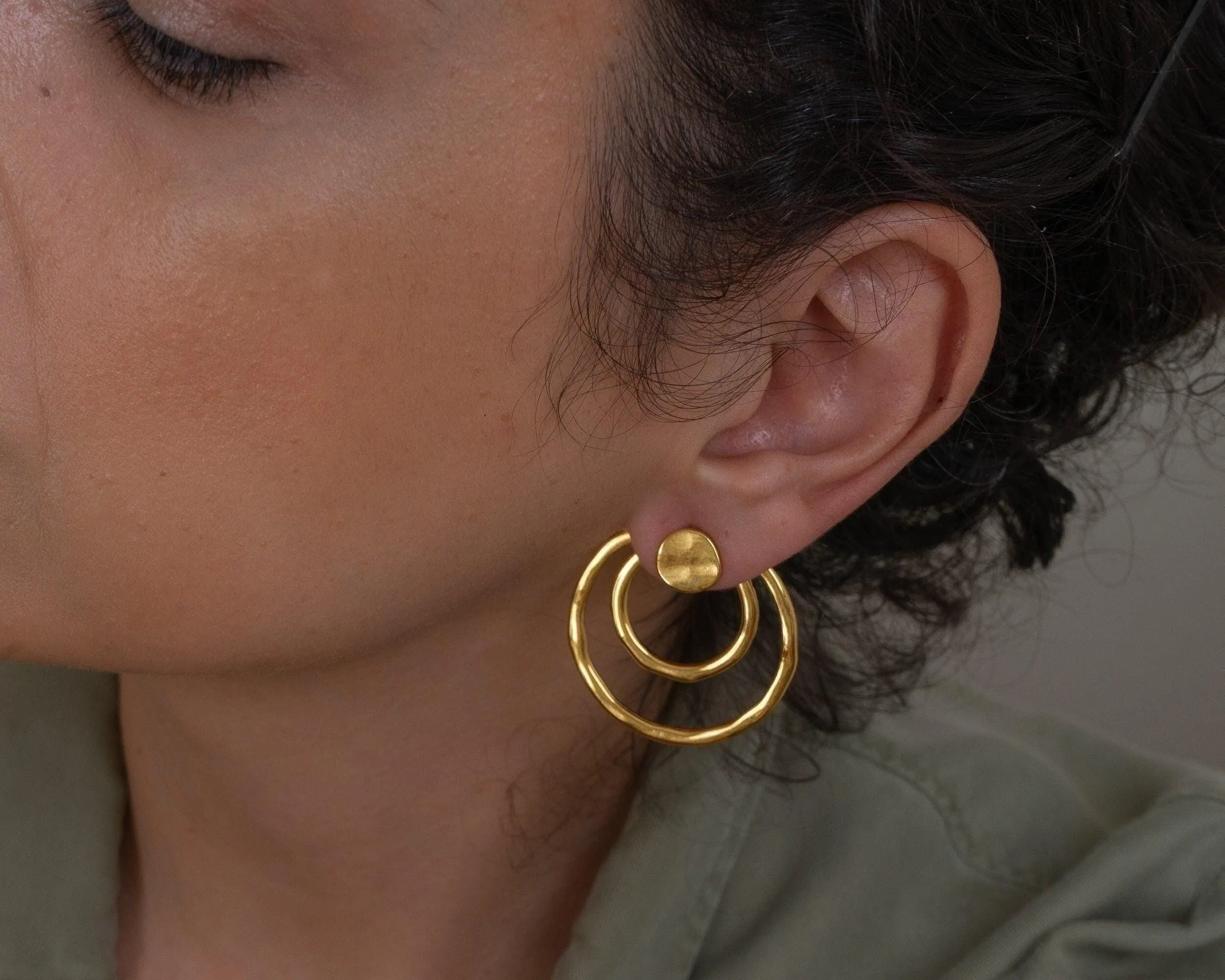 Large Gold Geometric Ear Jackets