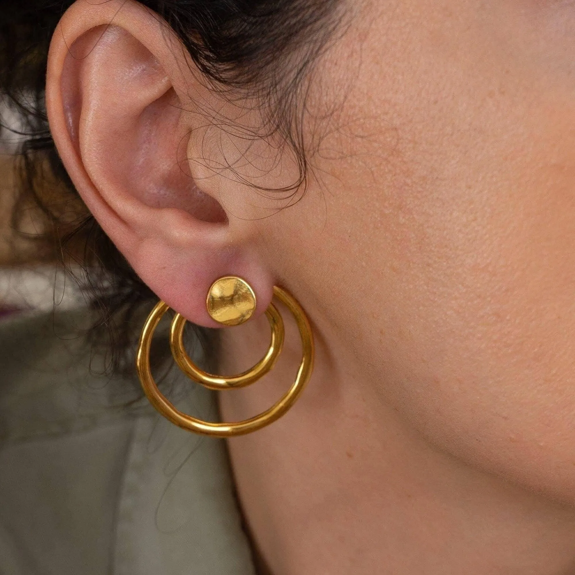 Large Gold Geometric Ear Jackets