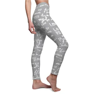 Love Notes Scribbled Women&#39;s Leggings,CasualWear,Gifts for Her/Aunt/Sister/Christmas,Birthday/Anniversary/GirlFriends/Cute Valentine&#39;s Gifts