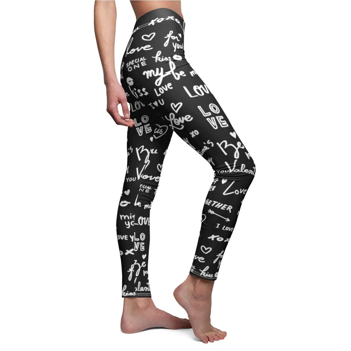 Love Notes Scribbled Women&#39;s Leggings,CasualWear,Gifts for Her/Aunt/Sister/Christmas,Birthday/Anniversary/GirlFriends/Cute Valentine&#39;s Gifts