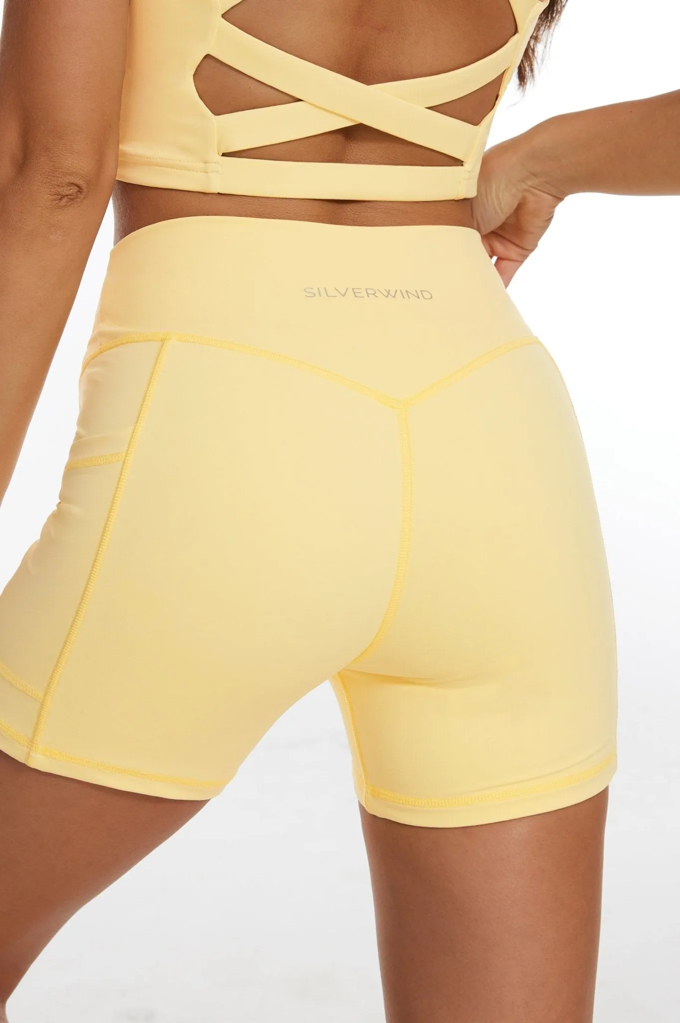 LuxeCool High-waisted Shorts - Cream Yellow