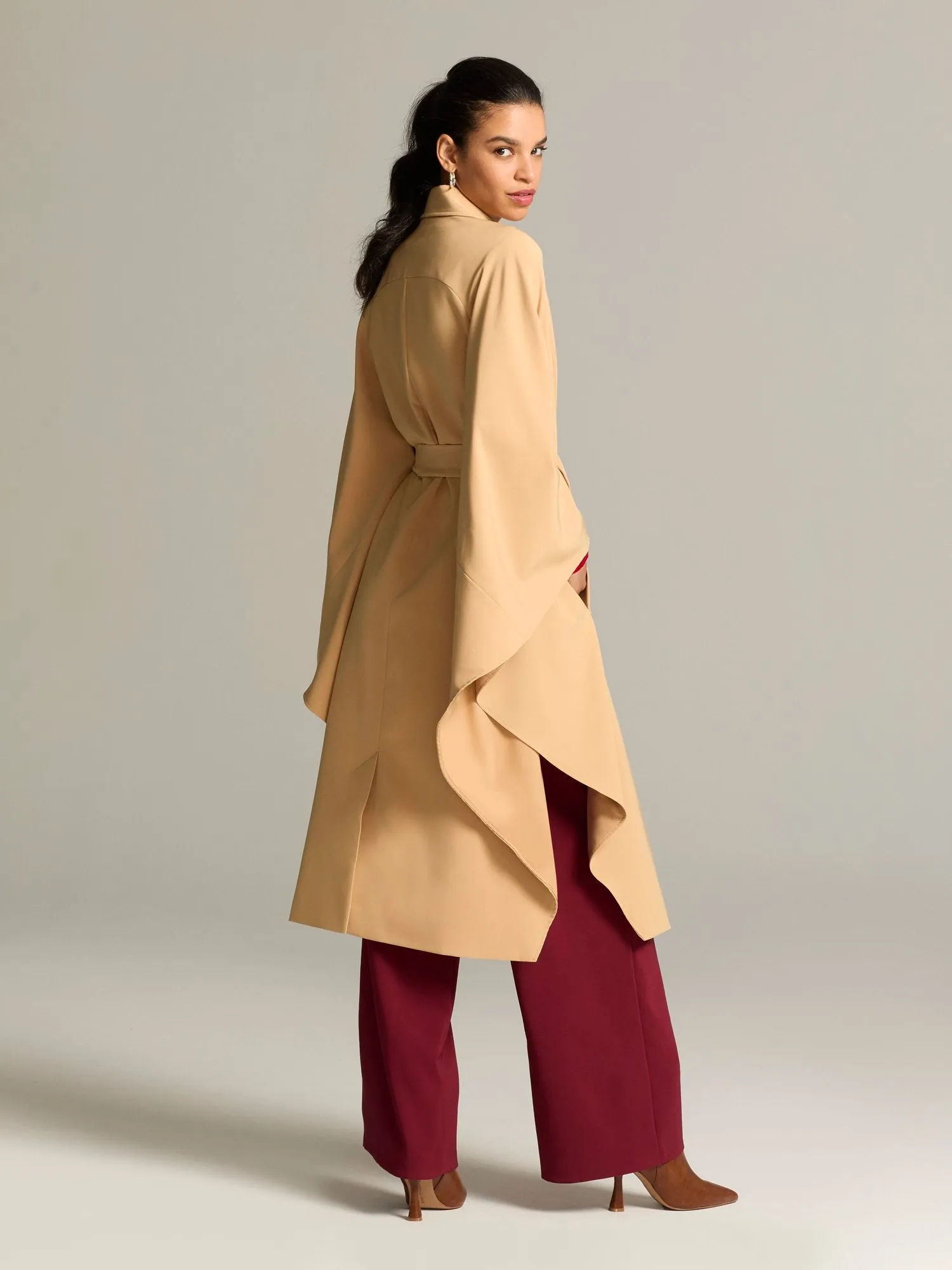 Maddisyn Tie-Waist Cape Coat