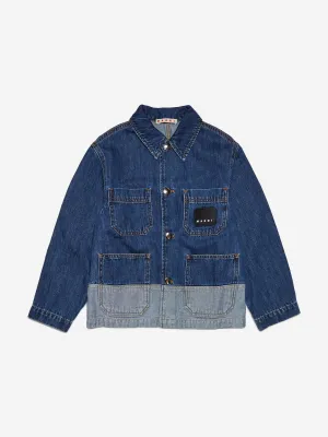 MARNI Kids Two-Tone Denim Jacket in Blue