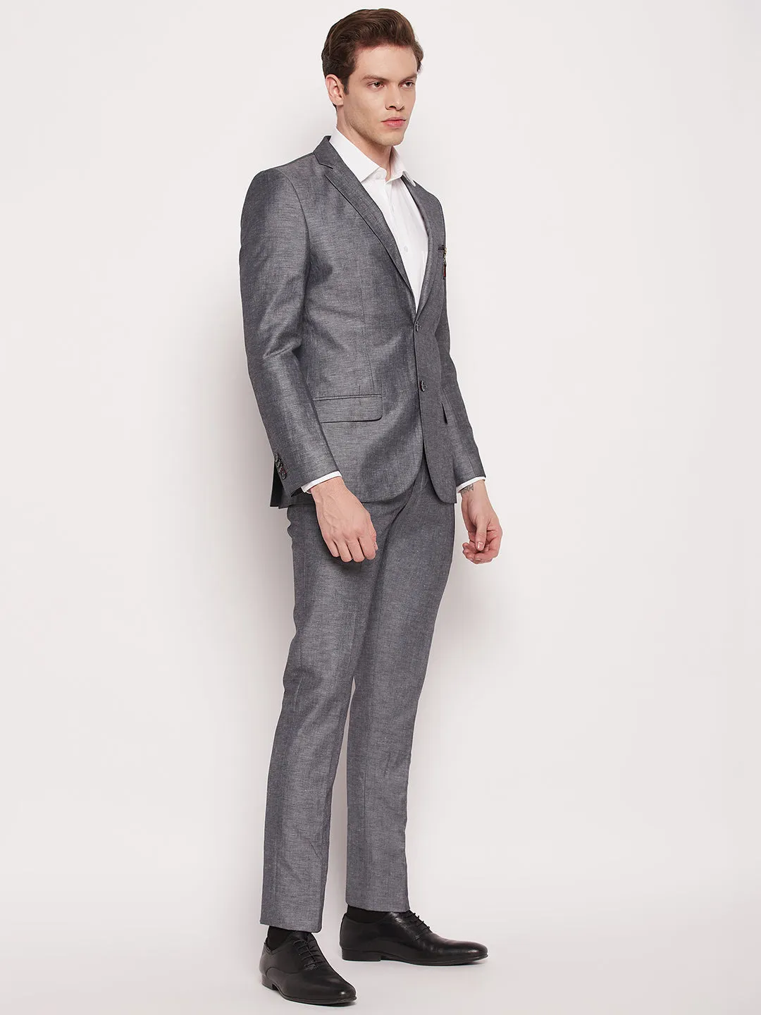 Men Dark Grey 2 Piece Suit