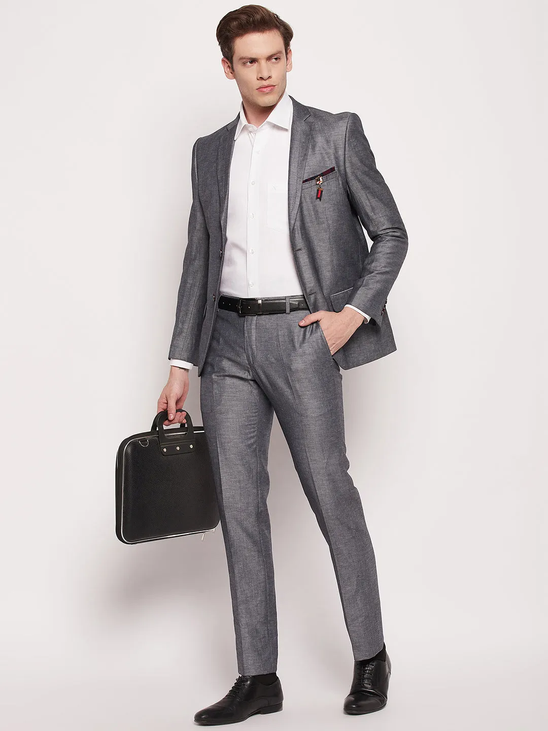 Men Dark Grey 2 Piece Suit