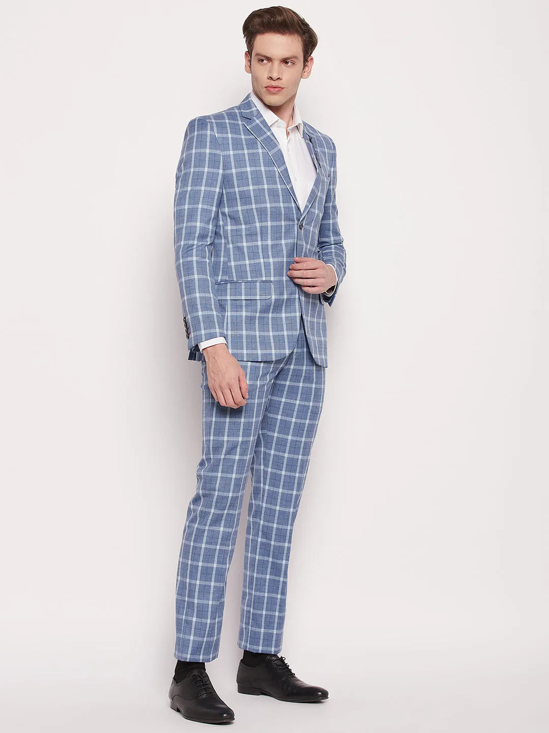 Men Light Blue 2 Piece Suit